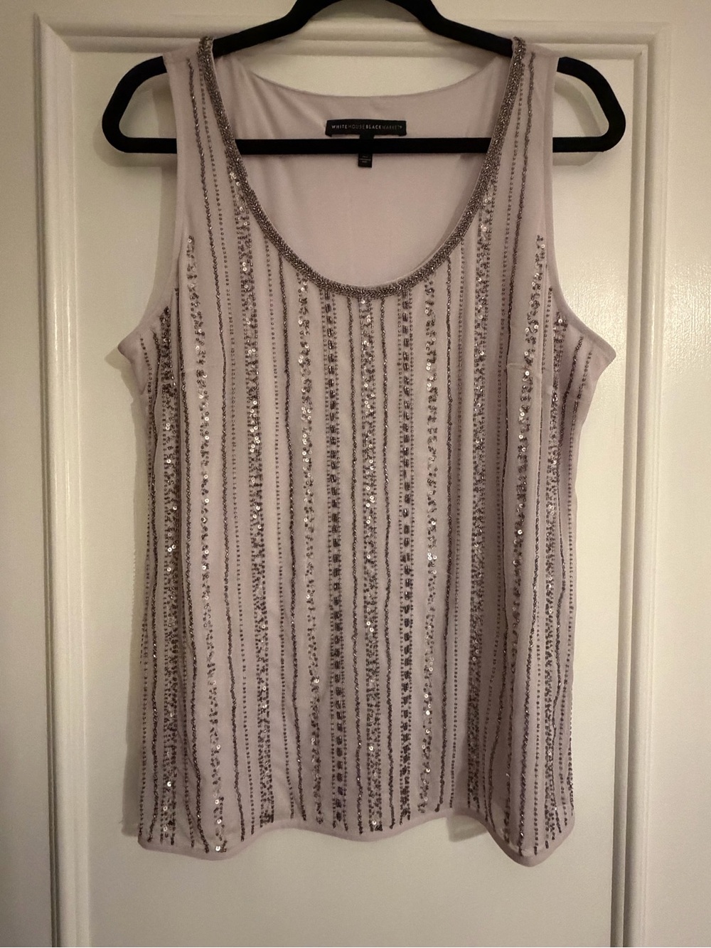 White House Black Market Light lavender Sequin-Striped Tank Top